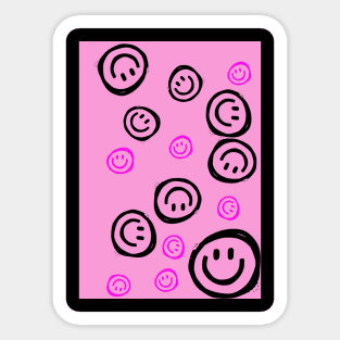 Pink smiley doodle Sticker